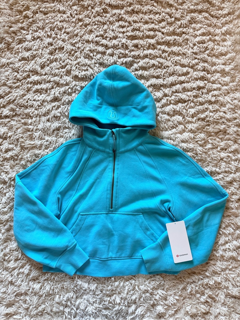 Electric Turquoise Scuba Oversized 1/2 Zip Hoodie Lululemon - Picture 2 of 8